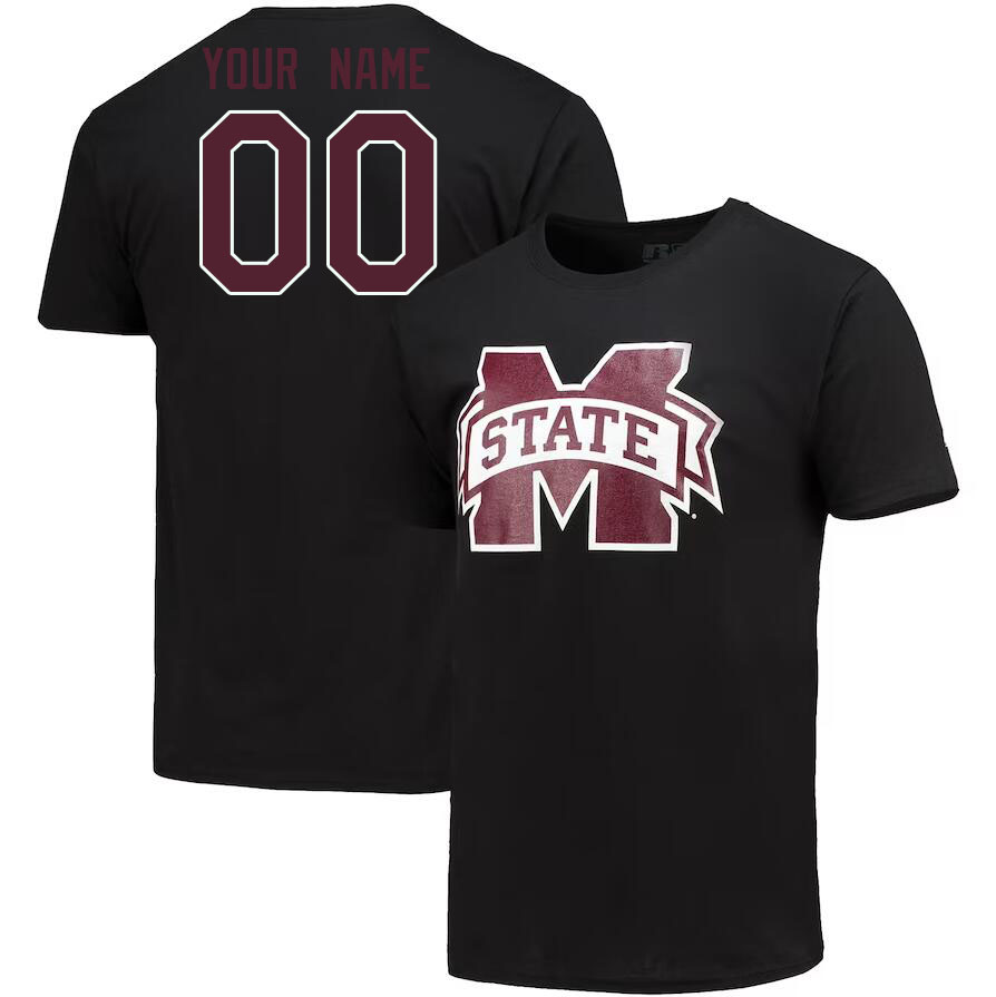 Custom Mississippi State Bulldogs College Name And Number Tshirt-Black - Click Image to Close